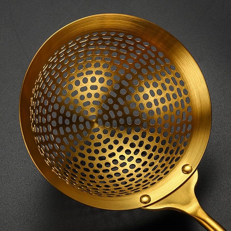 Stainless Steel Slotted Skimmer With Hanging Ring Professional Kitchen Utensil - Image 4